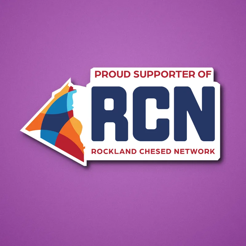 'Proud supporter of RCN, Rockland Chesed Network' die-cut magnet design